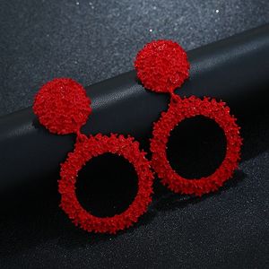 Wholesale- fashion luxury designer vintage exaggerated simple 3d carved geometric circles woman pendant stud earrings