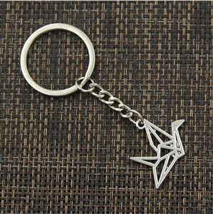 free shipping Fashion 20pcs/lot Key Ring Keychain Jewelry Silver Plated origami paper cranes Charms Key Accessories