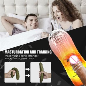 Male Masturbator Cup Soft Pussy Sex Toys Transparent Vagina Adult Endurance Exercise Products Vacuum Pocket For Men Vagina Mouth Y200417