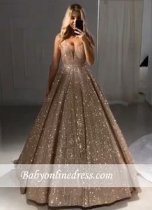 Bnling bling sexig dubai arabiska nya mode prom klänningar långa pärlor paljetter svep tåg kvällsklänningar formell klänning vestidos de fiesta