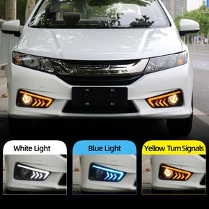 2PCS Car led DRL daytime running light For Honda city Grace 2015 2016 Turn signal fog lamp cover Fog light Wiring Harness Switch297g