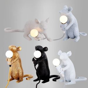 Resin Mouse Table Lamps Modern Bedroom Bedside Lights Cartoon Animal LED Night Light Creative Children Study Room Desk Lamp