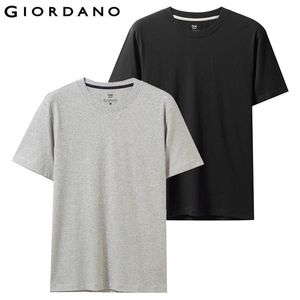 Giordano Men T-Shirt Pack Of 2 Solid Crewneck T Shirt Sleeve Summer Tops Tee Shirt Homme Camisetas Hombre MX200509