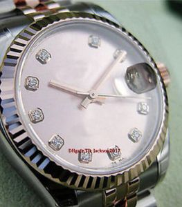 Rose Gold Relógios 178271 MIDSIZE Aço Pink Diamond do presente de Natal certificado caixa Original senhora Mulheres Dial 31MM