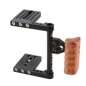 Wholesale video cameras sony resale online - Freeshipping Camera De Fotos DSLR Video Camera Cage With Wooden Handle DSLR Camera Cage Rig Steadicam For Canon Nikon Sony C1392