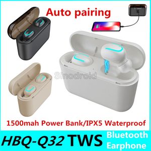 HBQ Q32 tws 5.0 Bluetooth-Kopfhörer Bluetooth 5.0 + EDR-Headset IPX5 Wasserdichte Mini-Wireless-Ohrhörer Schnurloskopfhörer mit Mikrofonkopfhörer
