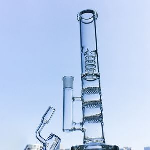 Tall Üçlü Tarak Birdcage Cam Bong Su Borusu Buz Toka ile 18mm Kadın Eklemi ile Banger Kalın Cam HR316