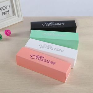 Macaron Box Cake Box Biscuit Muffin Box 20,3 * 5,3 * 5.3cm Черный Синий Зеленый Белый 4 Цвет LX2696