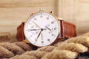 2023rose Gold Waterproof Casual Mens Watches Sapphire 41mm Automatic Movement Sweep Mechanical Watch Stainless Steel Braelet Leather Strap IW Wristwatch Bag