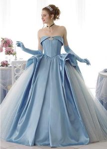 Fantastic Satin & Sequin Tulle Strapless Ball Gown Blue Wedding Dresses Princess Vintage Women Non White Bridal Gowns Couture Custom Made