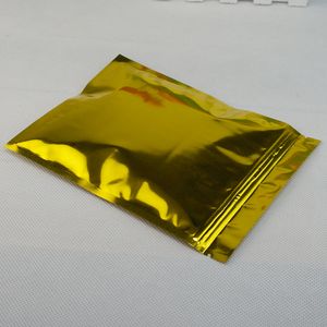 Sacchetto di imballaggio per alimenti per pesci da 16 * 24 cm, sacchetto con chiusura lampo in lamina di alluminio oro 100 pz / lotto, sacchetto con chiusura a cerniera per placcatura in mylar sacchetti per alimenti per animali domestici richiudibili