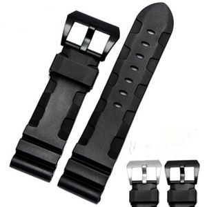 Gummiband für Panerai-Uhr, Silikonarmband, Schwarz, 24/26 mm