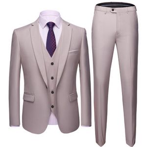 Brand New Groomsmen Beige Groom Tuxedos Нотч Мужские костюмы One Button Свадьба Best Man (куртка Жених + брюки + жилет) L228