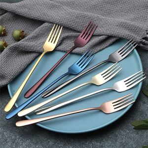 Roestvrijstalen vorkhotel restaurant titanium plating duurzaam zeven gekleurde vorken keuken salade gebruik servies creatieve 4 5BS L1