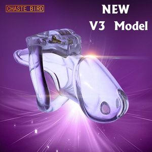 Chaste Bird Amazing Price Male Bio-Recoced Resin Chastity Device Cock Cage HT V3 Belt med 4 Penis Ringar Vuxen Sexleksaker A380