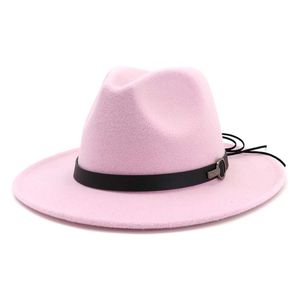 Moda Szeroka Brim Wełna Feld Fedora Kapelusze Panama Styl Damskie Trilby Gambler Kapelusz Moda Party Cowboy Sunshade Cap