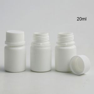 100 x HDPE 20ml Solid Vit Läkemedel Piller Tablet Medicine Flaskor Capsules Container Case Box med Tamper Seal Skruvlock
