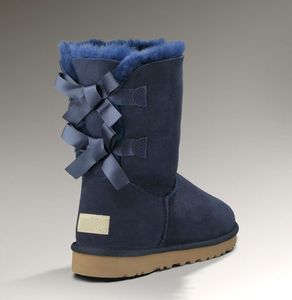 Hot Sale- snow boots thick leather bow in the tube snow boots cotton shoes