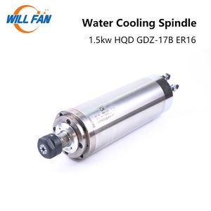 Will Fan 1.5KW Mandrino di raffreddamento ad acqua HQD GDZ-17B Dia 80x225mm 24000 RPM Motore mandrino in acrilico pubblicizzato per macchina Roture CNC