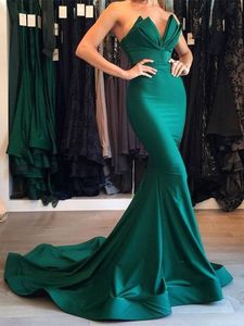 Il design unico completa l'abito da sera lungo a sirena verde scuro abito da sera robe de soiree su misura