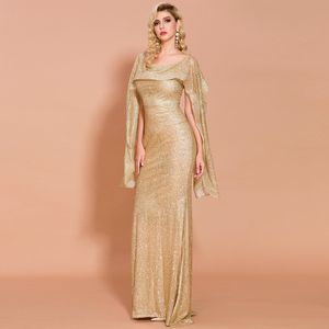 Luxury Gold White Mermaid Evening Dresses 2020 African Saudi Long arabic Formal Dress for Women Sheath Prom Gowns Celebrity Robe De Soiree