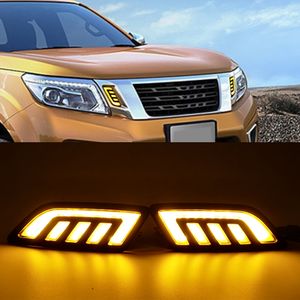 1 Set Fit For Nissan NAVARA NP300 D23 2015 2016 2017 2018 2019 LED DRL Day Time Lights mask grille LED lamp with turning signal feature