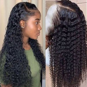 Transparent hd lace front human hair wig pre plucked water wave curly 360 full lace wig with baby hair pre plucked