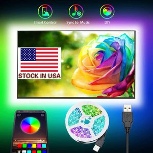 Zasoby w USB 5050 RGB LED Strip NO Wodoodporna DC 5 V USB LED Light Taśma Elastyczna Taśma 3M 9,8FT Dodaj z tłem TV App Bluetooth