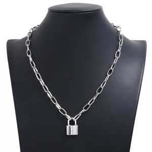 New popular fashion luxury designer exaggerated big metal chain lock pendant choker statement necklace for women gold silver