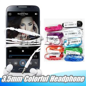 Galaxy S4 S8 S6 için MIC Universal Earbuds ile Hacim Kontrolü Kulaklıklı 3,5mm Renkli J5 Kulaklık