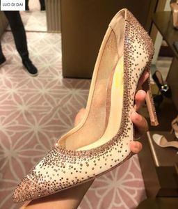 2019 Новые женские туфли на высоком каблуке с блестками Туфли-лодочки с блестками Туфли на высоком каблуке с острым носом на высоком каблуке Алмазные туфли на высоком каблуке Свадебные туфли