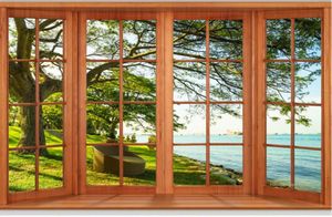 finestre Boschi Lago 3d parete di fondo wallpaper per pareti 3 d per soggiorno