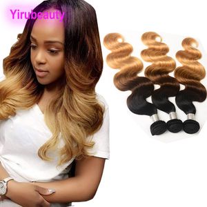 Malaysian Human Hair 3 Pieces lot Body Wave 1B 4 27 Ombre Virgin Hair Extensions 3 Bundles Double Wefts Yirubeauty 1b 4 27