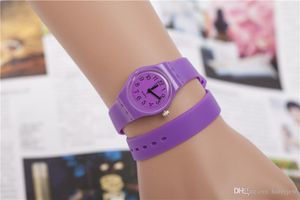 Watch Women Long Soft Rubber Jelly Belt Quartz Bracelet Wrist Watch Clock Watch Students Pink White Bracelet