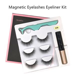 Magnetisk flytande eyeliner ögonfransar kit 3 par 5 magnet falska ögonfodrar fransar klipp handgjorda smink eyelash set