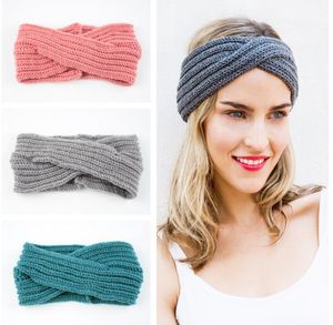 Böhmisches Häkel-Stirnband für Damen, gestreift, gekreuzt, Sport-Turban, Strickwolle, gedrehter Knoten, Kopfbedeckung, Haar-Accessoires