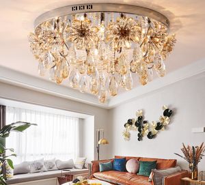 Crystal chandelier lighting luxury chrome plate crystal round creative chandelier lamp led ceiling chandeliers lights for bedroom MYY