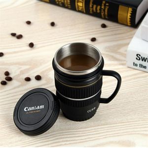 Criativa SLR lente da câmera caneca styling portátil curso frasco inoxidável caneca de aço de vidro T3I5682 vácuo xícara de água presente da moda