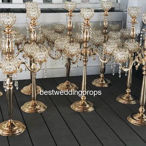 Wholesale wedding table tops for sale - Group buy New style flower bowl top crystal candelabras crystals table wedding centerpieces best01236