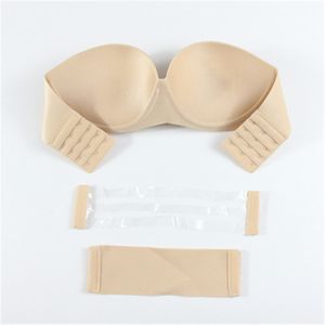 Mode kvinnor silikon strapless fly bh # a / b / c / d kopp sexig underwire vadderad push up bralette osynliga bras designer kvinnor underkläder