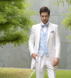 Moda Shinny White Groom Tuxedos Notch Lapel Groomsmen Suknia Ślubna Doskonała Kurtka Mężczyzna Blazer 3 Piece Suit (Kurtka + Spodnie + Kamizelka + Krawat) 1260