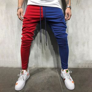 Chudy spodnie dresowe mężczyźni moda dorywczo luźne patchwork kolor spodnie dymowe jogger hip hop streetwear spodnie sportowe mężczyźni