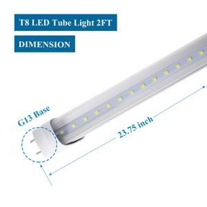 100 حزمة LED T8 أنبوب 2FT 0.6M 12W 1100LM ضوء لمبة مصباح 2 قدم 85-265V إضاءة الصمام ضمان 3 سنوات