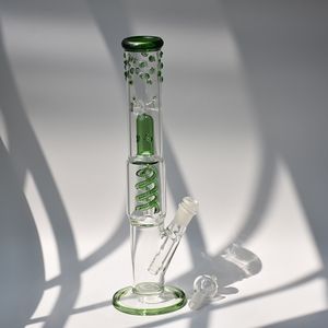 Tubo di narghilè in vetro dritto verde Dab Rig Joint Water 13,6 pollici Gorgogliatore per strumento per fumatori Bong in vetro alto Oil Rig
