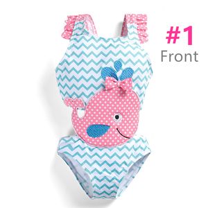 Kids Girls One Piece Swimwear Cute Animals Dots Printed Bathing Suit.Super soft,suitable for children's sensitive skin.