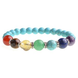 Bracciale con 7 pietre preziose personalizzato 8 mm 7 chakra pietre semipreziose pietre preziose naturali perline rotonde perline braccialetto elastico di cristallo curativo unis