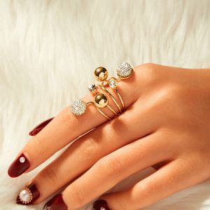 Spring round bead fashion ring welding copper rings adjustable jewelry wholesale