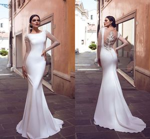 2020 Mermaid Wedding Dress Boho Lace Appliques Bride Dresses 2020 Simple Wedding Gowns Stain Vestidos De Novia illusion