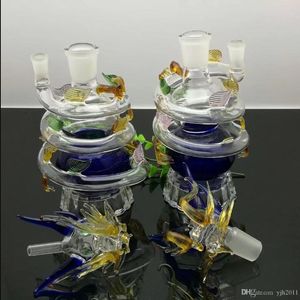 Färgade multi spiral panlong glas vatten flaska glas bbong wwater pipe titan nagelkvarn, glasbubblor för rökrör blandar färger