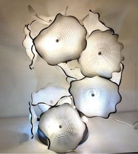 Creative Murano Glass Plates Floor Lamps Flower Design Glass Art Sculpture Standing Lamp Hot Sale Modern Decor in White Color